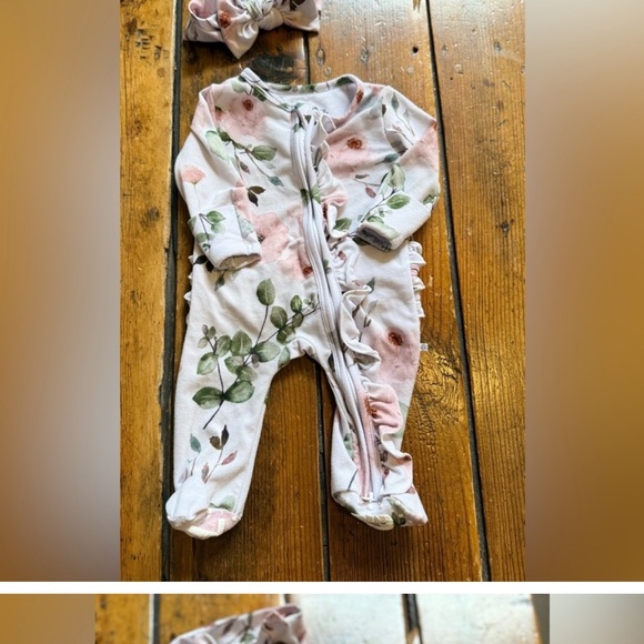 Caden Lane Millie’s Dusty Rose floral footie - Picture 1 of 2